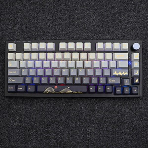 136PCS Sun Moon Mountain Theme Keycap Set, Gradient Grey Keycap, Game ...