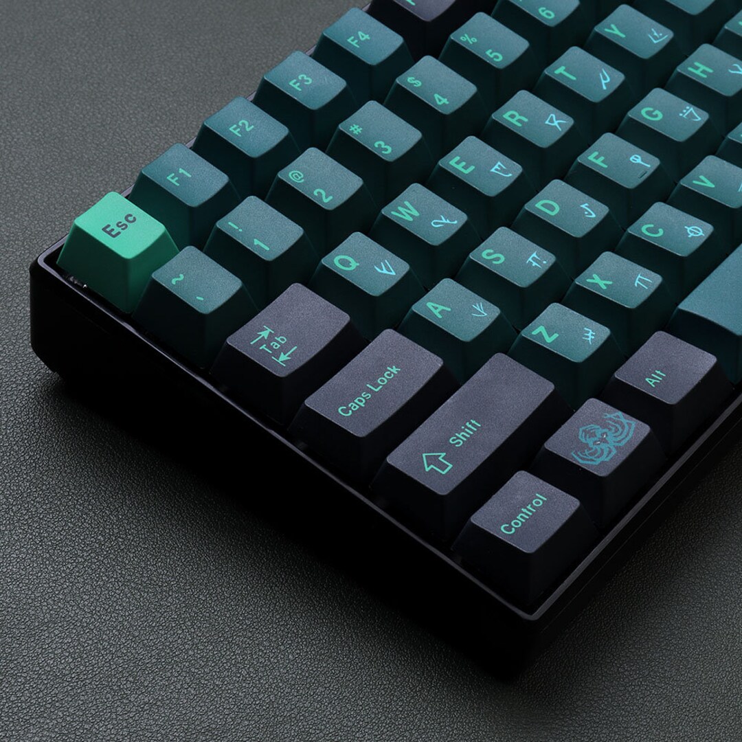 Gradient Green Keycap Set, OEM Profile, PBT, Cherry MX Stem, Double