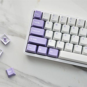 126pcs Purple Theme Keycap Set, White Purple Colorway Keycap Set, PBT Keycap, Cherry Profile Keycap, Keyboard Accessoires, Keyboard Decor