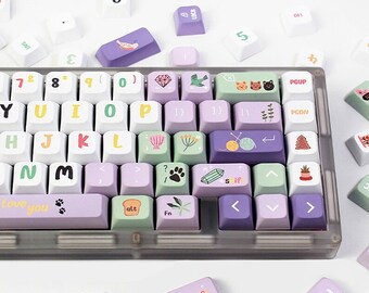 132PCS Animals Plants Graffiti Theme Keycap Set,Keycap Set Cute,Anime Keycap,PBT Keycap,XDA Keycaps,Gaming Keycap,Mechanical Keyboard Keycap