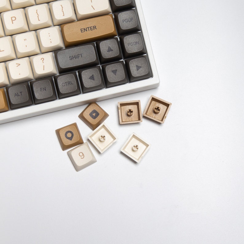 Minimalistic Coffee shop Keycaps XDA Profile PBT Plastic 125 Keycaps set image 3