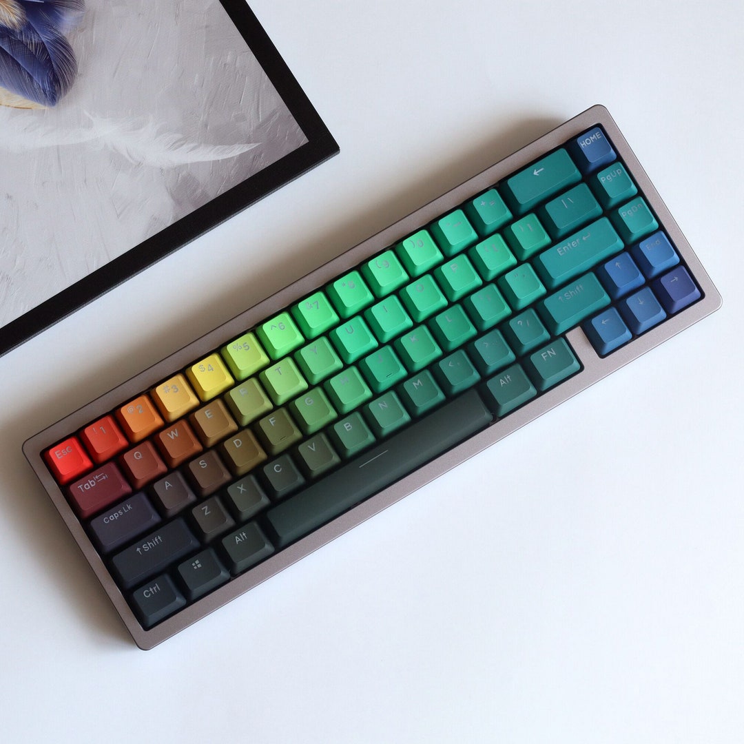 134pcs Gradient Colour Keycap Set, OEM Profile, Shine-through, PBT