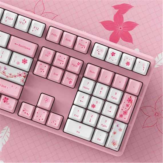 128pcsfuji Mountain Cherry Pink Key Cap Setcherry Blossom 