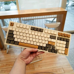 Minimalistic Coffee shop Keycaps XDA Profile PBT Plastic 125 Keycaps set image 1