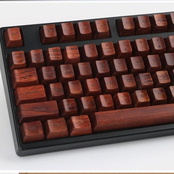 Walnuss-Massivholz-Harz-lichtdichte Artisan-Tastenkappe WSAD-Pfeil-Leertaste-Schlüsselsatz Soem für Cherry MX Mechanische Tastatur, Palisander-Schlüsselkappe