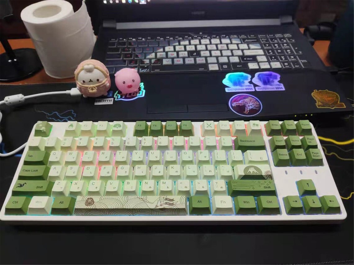Matcha Cherry Keycaps Set Resin PBT 87/96/104/108 Key Etsy