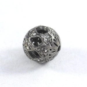 Pave Diamond Ball Bead, Spacers Design Pave Diamond Ball, 925 Sterling Silver, Bracelet Diamond Beads, Finding Spacer Beads, Diamond Jewelry