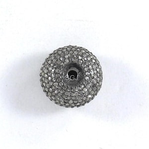 Pave Diamond Oval Diamond Beads, Diamond Spacer Beads Findings, Oxidized Beads, 925 Sterling Silver, Jewelry Making Beads, Size 9x14 mm