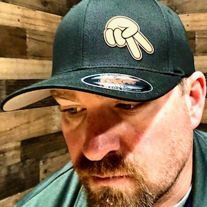 Biker Wave Leather Patch FlexFit Twill Hat