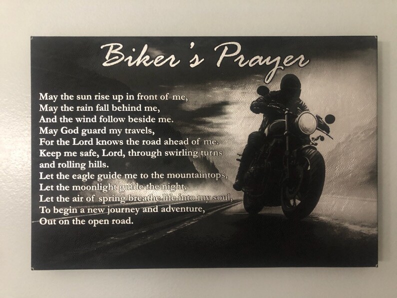 Biker's Prayer Laser Engraved Leatherette Canvas Gift for Your Favorite ...