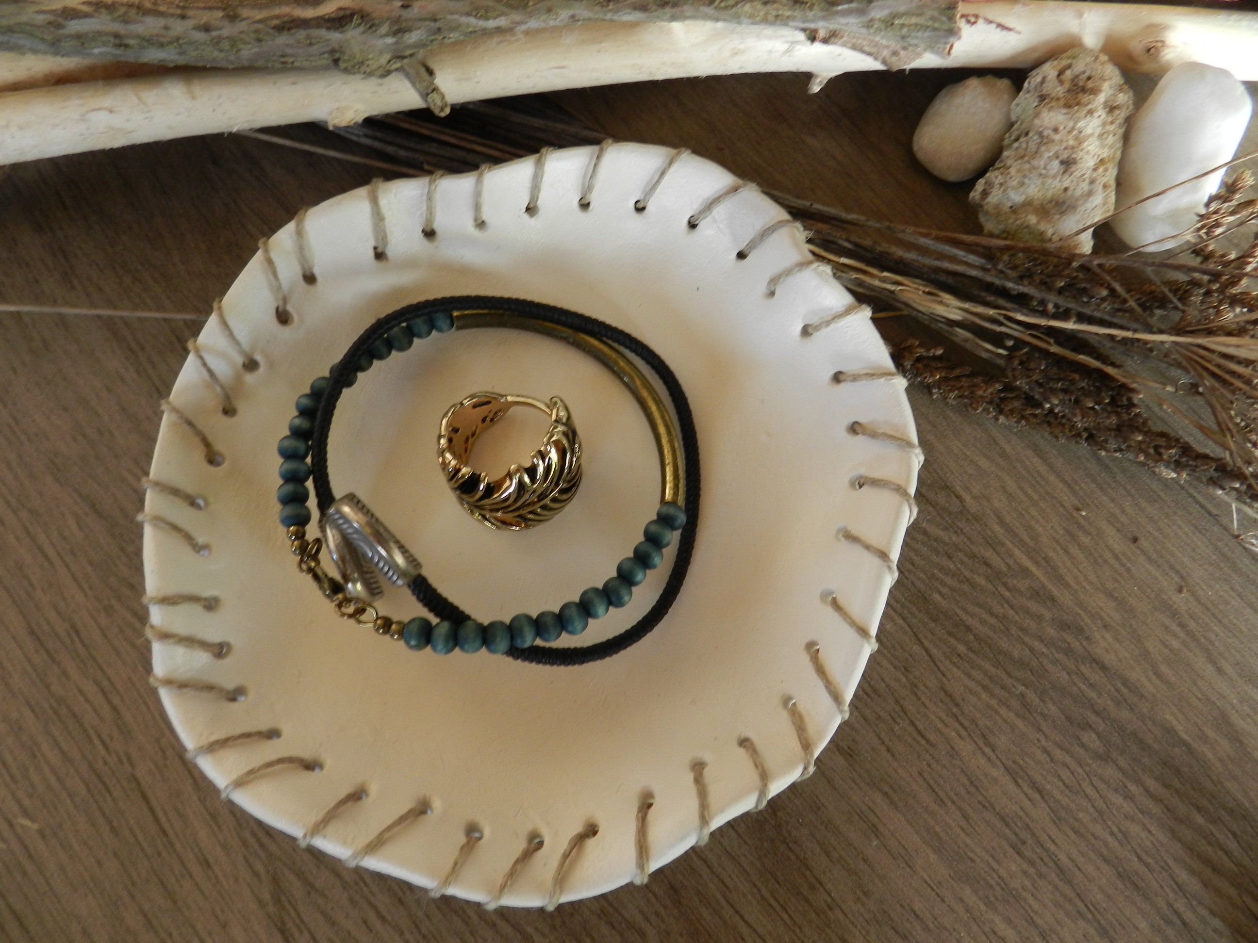 Coupelle en Argile Bordure Ficelle de Lin