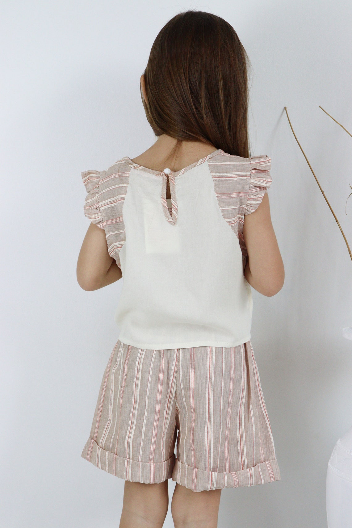 Girls' Blouse and Shorts Set With Ruffle Detailed Accessories - Etsy