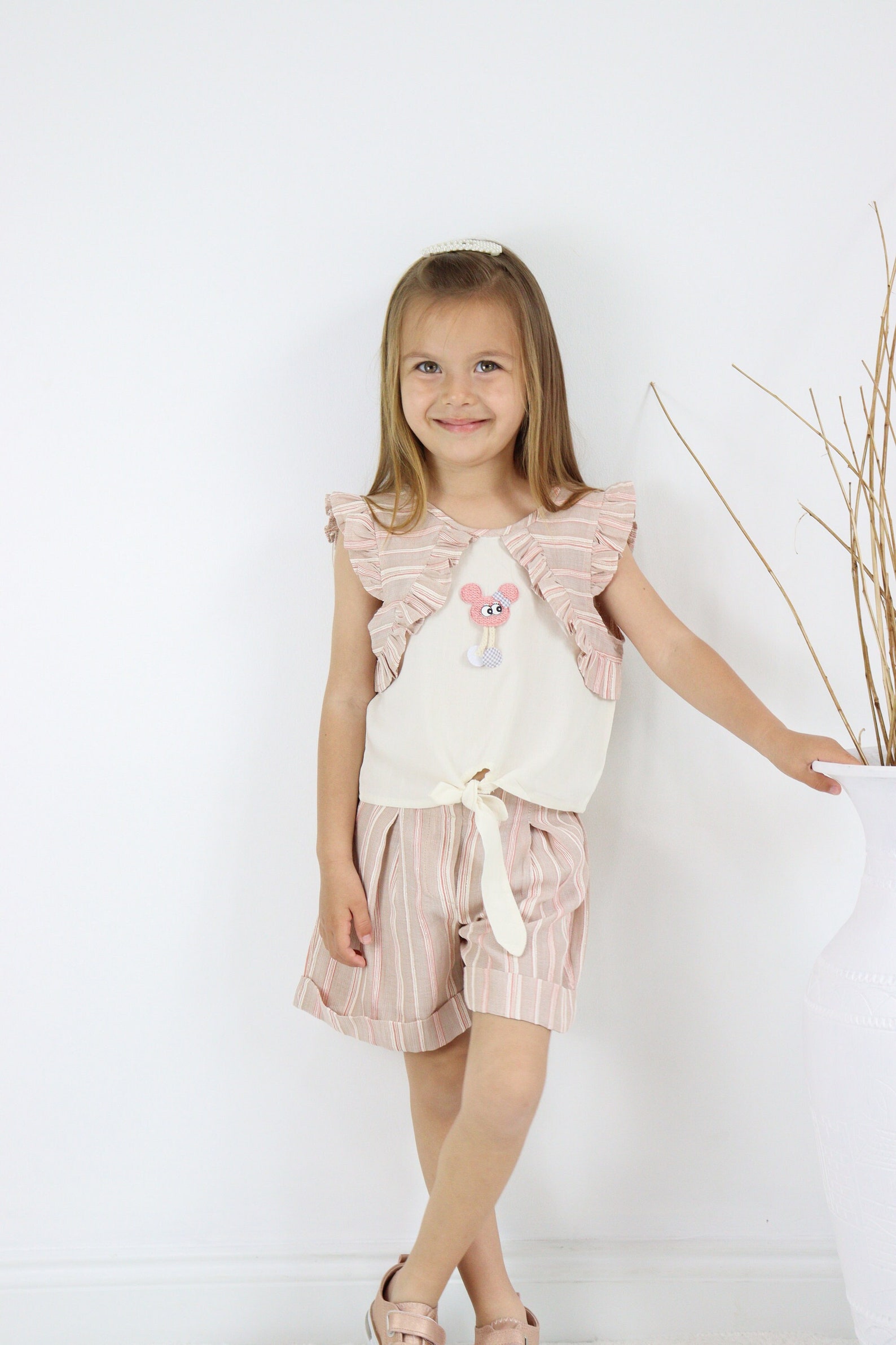 Girls' Blouse and Shorts Set With Ruffle Detailed Accessories - Etsy