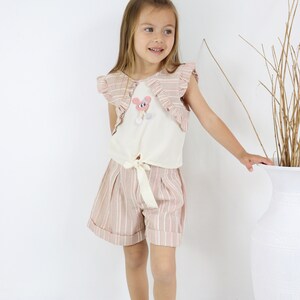 Girls' Blouse and Shorts Set With Ruffle Detailed Accessories - Etsy