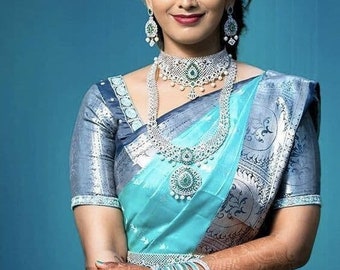 light blue colour saree