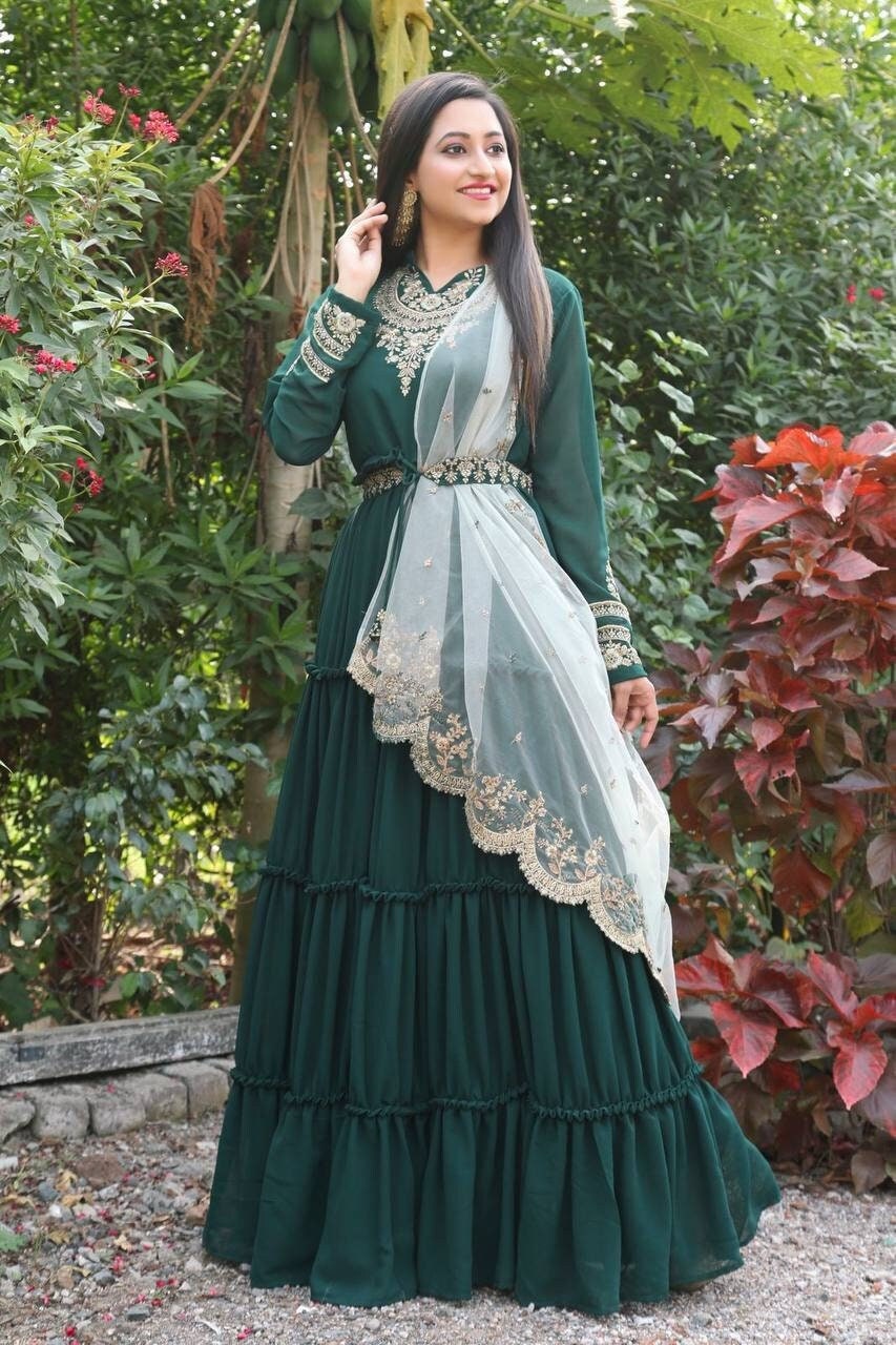 Designer Green Gown Indian Wedding Suit 