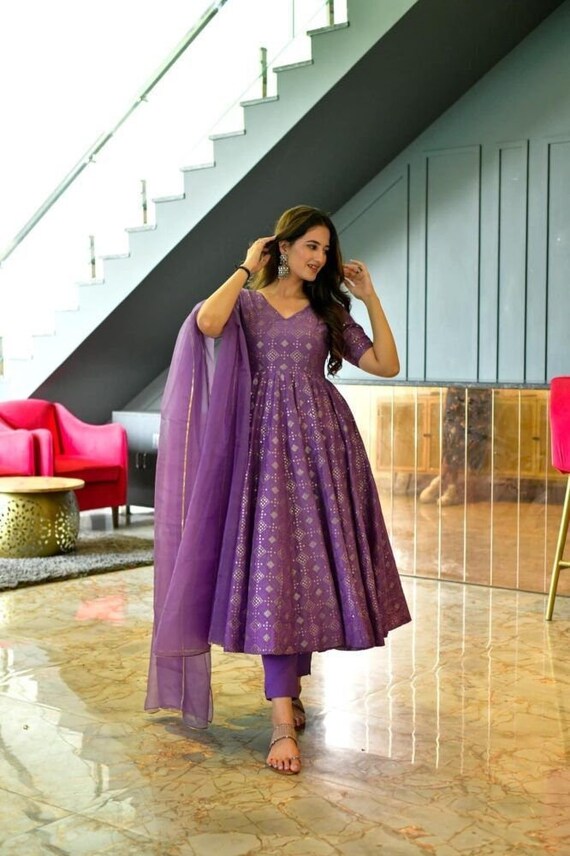 violet indian dress