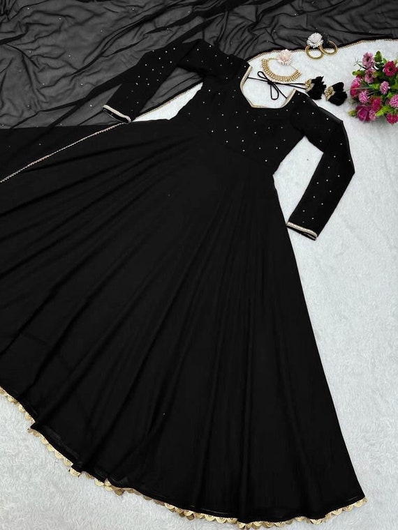 Black Designer Party Festive Wear Anarkali Gown With Designer Dupatta  Pakistani Women Wear Wedding Dresses Party Wear Long Gown - Etsy