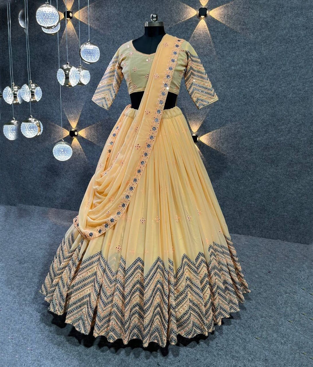Light orange 2025 colour lehenga