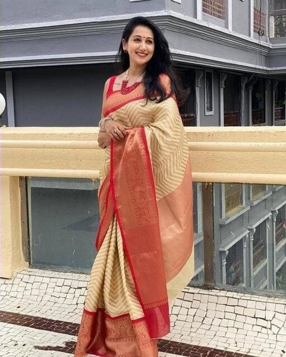 Rangoli Silk Designer Saree In Off White Colour-sieuthinhanong.vn