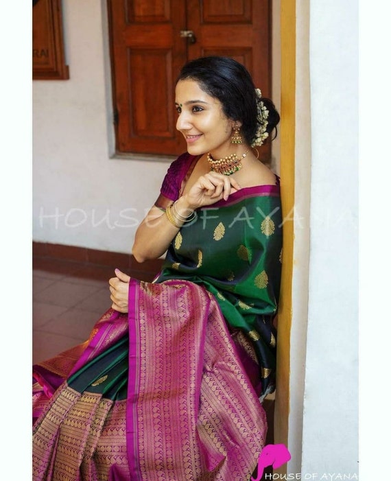 Green wedding silk best sale saree