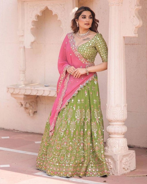 Discover more than 177 lehenga pink and green super hot