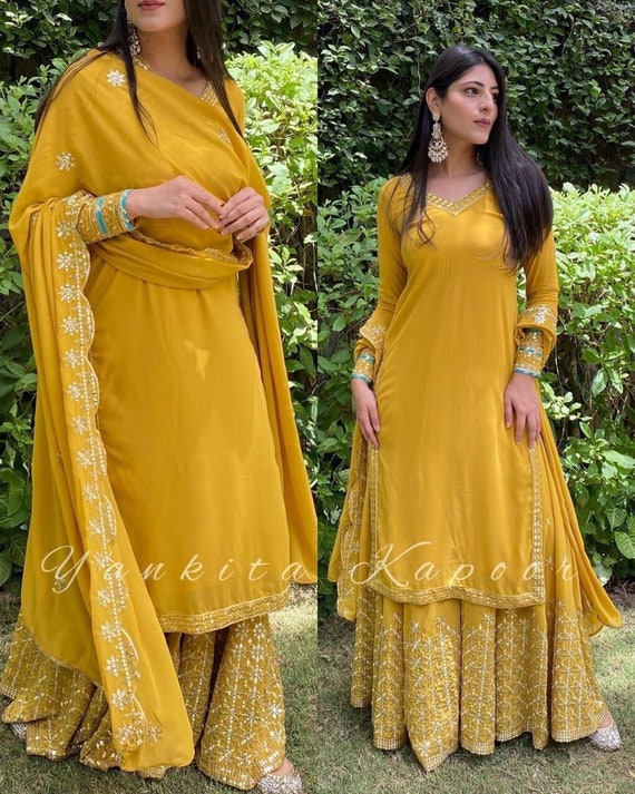 Yellow Coloured Chanderi Semi-stitched Salwar Suit at Rs 325 | Georgette  Semi Stitched Suit in Surat | ID: 12539858273