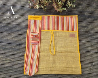 Eco Yoga Mat Yellow, Handmade Yoga Bag, Eco Friendly Mat, Yoga Mat Bag UK, Yoga Mat Carrier, Helps Local Communities- Bag Incl. Yoga Gifts