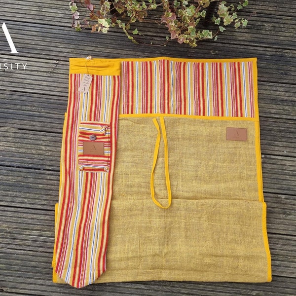 Eco Yoga Mat Yellow, Handmade Yoga Bag, Eco Friendly Mat, Yoga Mat Bag UK, Yoga Mat Carrier, Helps Local Communities- Bag Incl. Yoga Gifts