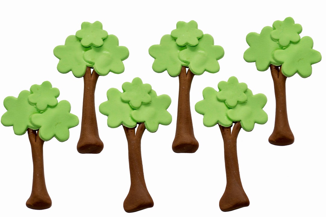 Fondant Trees Cake Toppers, a Set of 12 Flat 2D Trees. Perfect for Putting Around the Cake. Etsy