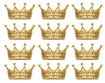 A set of 12 fondant crown cupcake toppers.