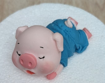 Edible Piglet cake topper. Fondant/gum paste Little Pig figurine.