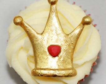 A set of 12 fondant crown cupcake toppers.