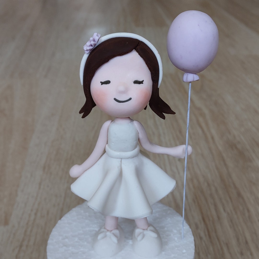 Edible Girl Cake Topper. A Fondant/gum Paste Cake Topper of a Little