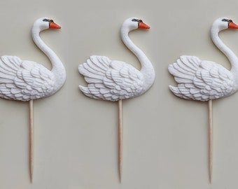 Fondant Swans cupcake toppers. A set of 12 edible fondant Swans for cupcakes.