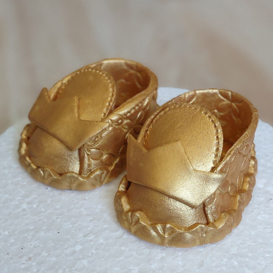 Edible GOLD Baby Booties/shoes Cake Topper. Perfect for Gender Etsy