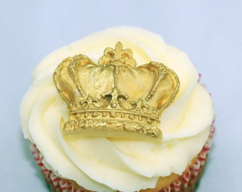 A set of 12 fondant crown cupcake toppers.