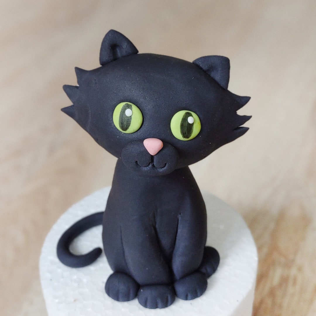 Edible Black Cat Cake Topper. Fondant/gum Paste Cat Figurine. Etsy