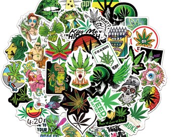 100pcs Weed Leaves Stickers Smoking Graffiti for Skateboard Luggage Laptop Wall 