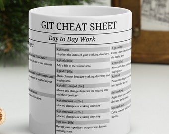 Git Cheat Sheet Mug, Developer Mug, Software Engineer, Nerd Gift, Developer Gift, Software Engineer Mug, Women Mug, Active White glossy mug