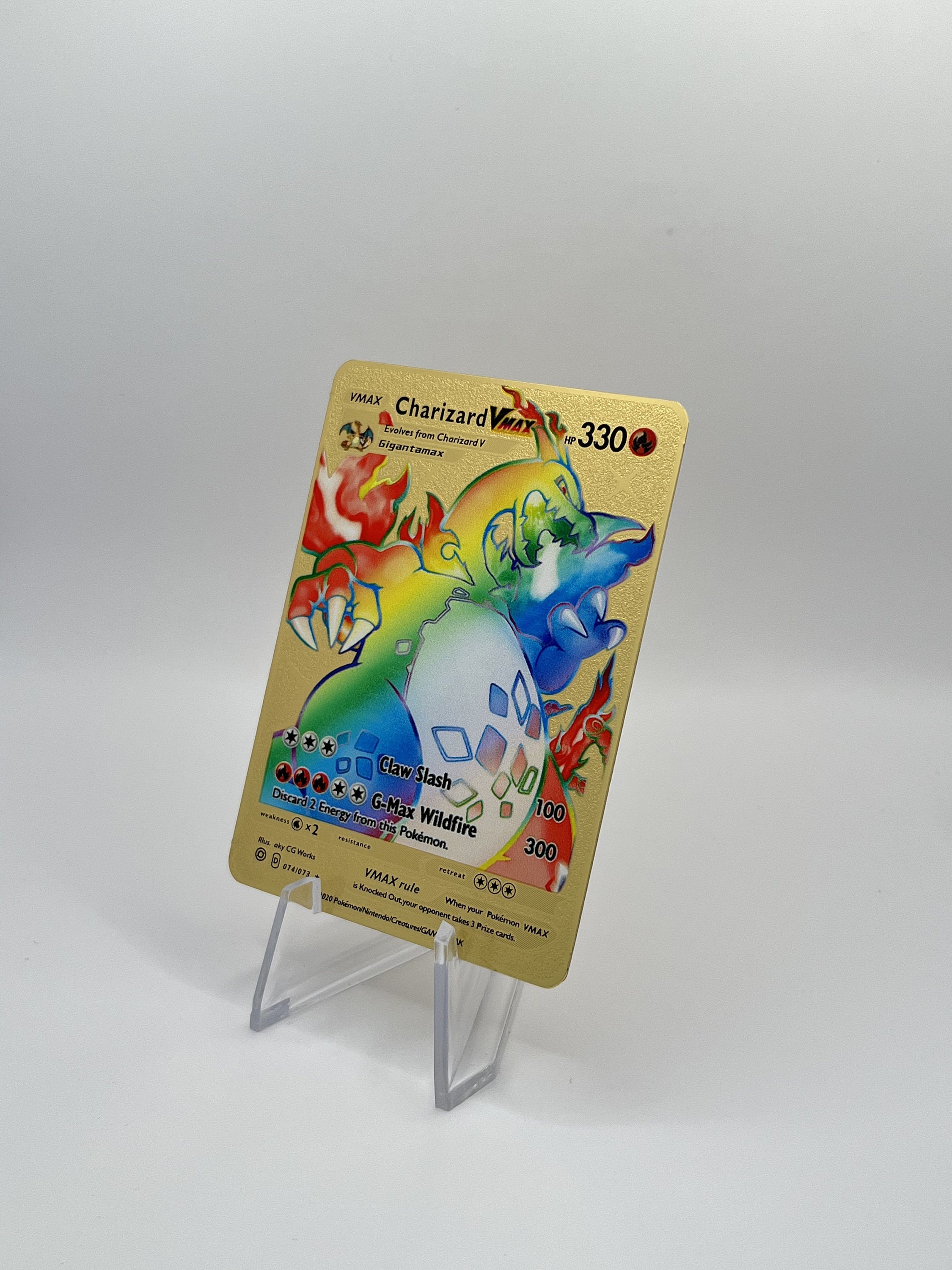 Charizard Rainbow VMAX Shiny Gold Metal Pokemon Card Gift - Etsy