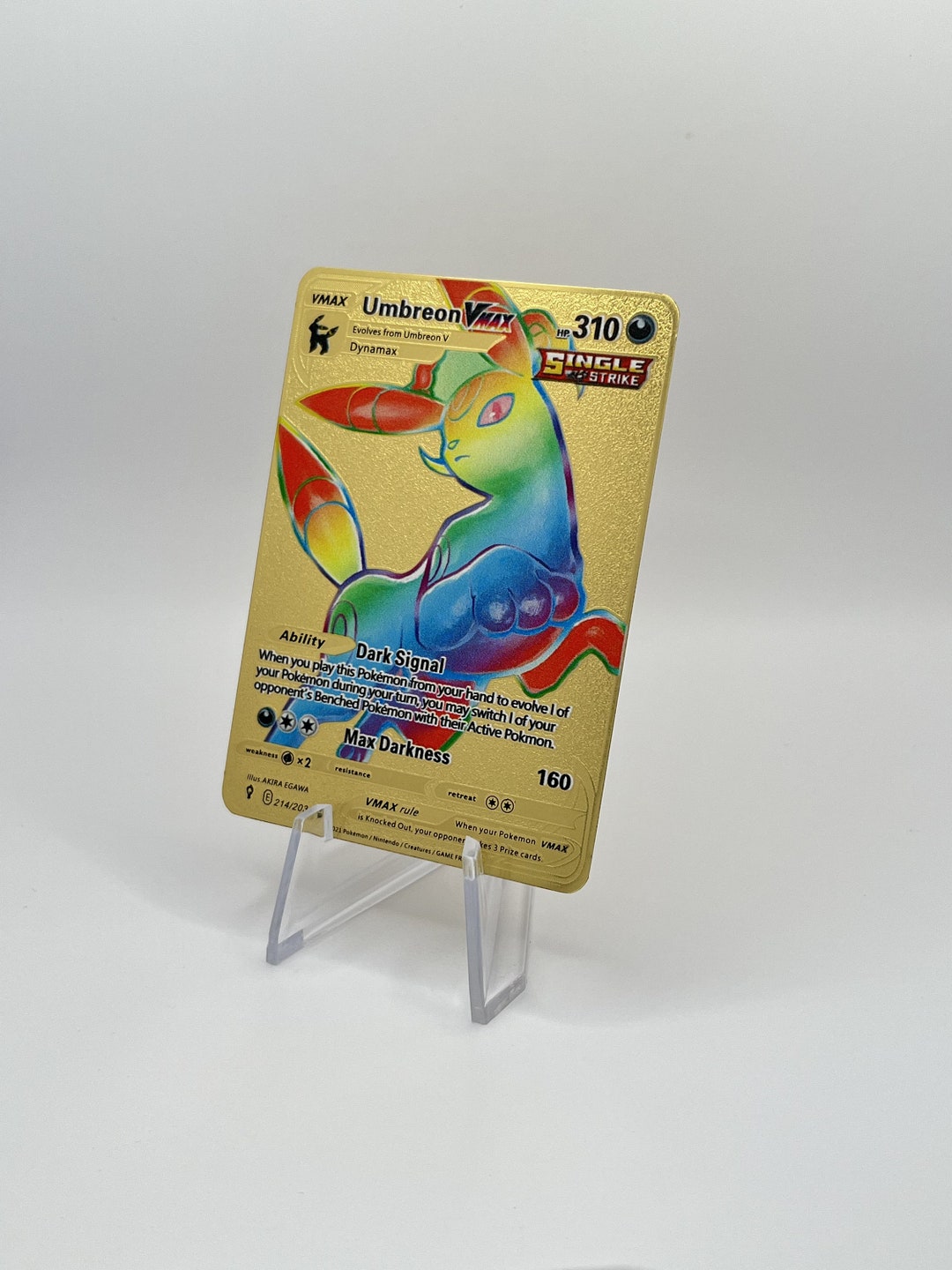 Umbreon Rainbow VMAX Shiny Gold Metal Pokemon Card Gift for Etsy