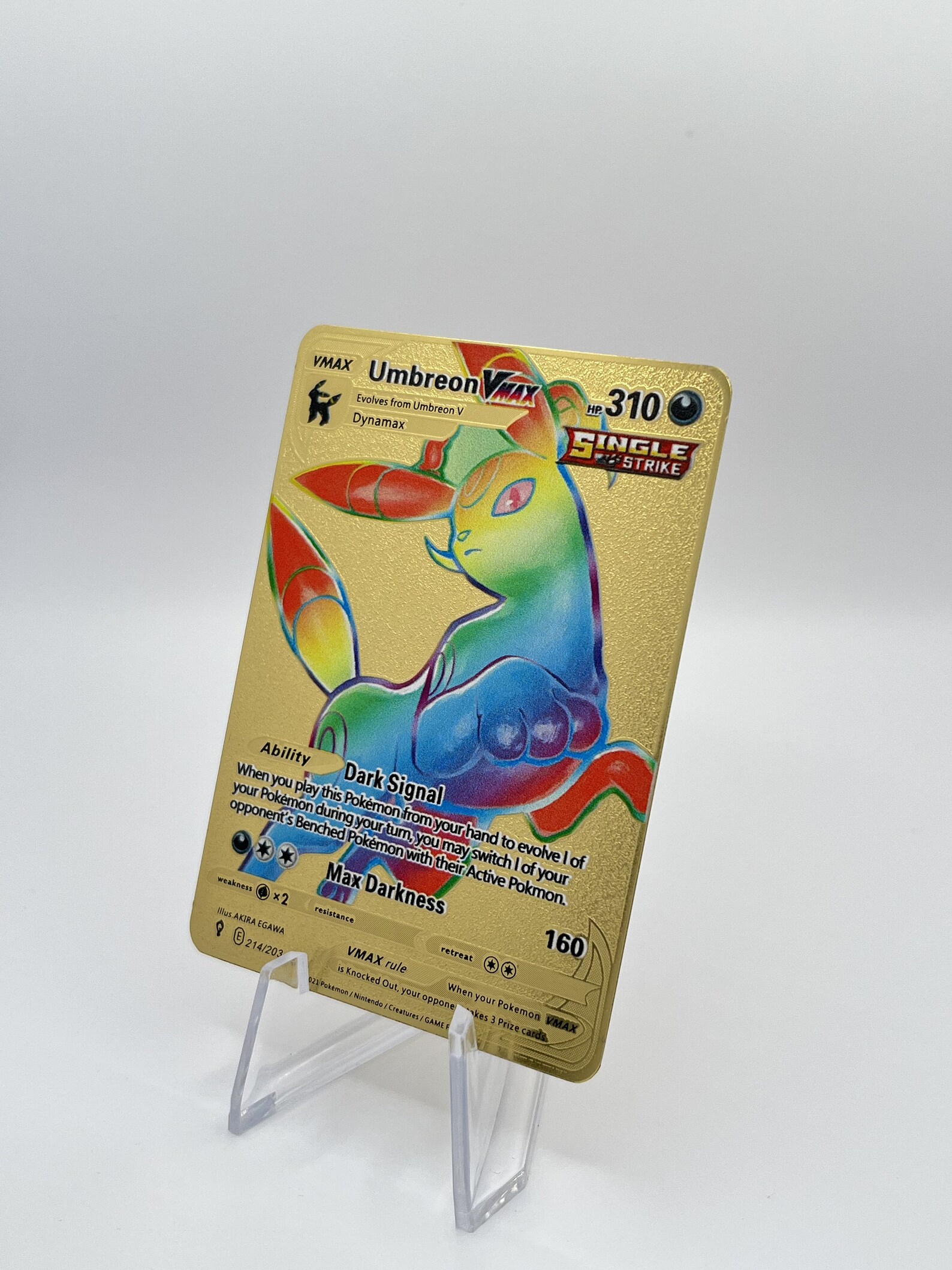 Umbreon Rainbow VMAX Shiny Gold Metal Pokemon Card Gift for Etsy