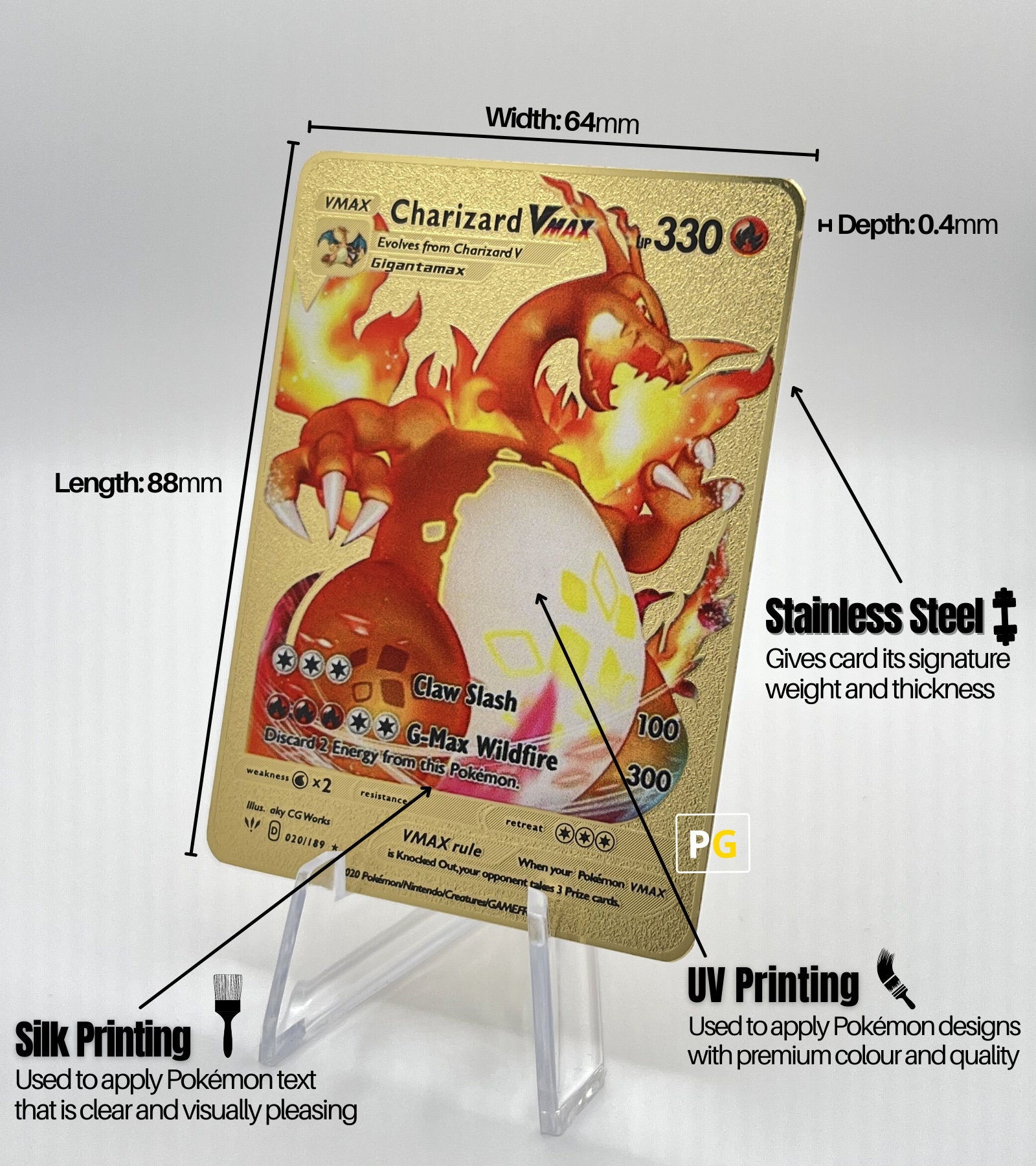 Charizard DX Max Shiny Gold Metal Pokemon Card Gift for - Etsy