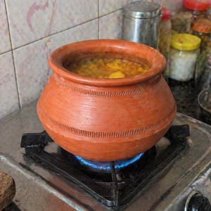 Authentic Hand-Crafted Terracotta Clay Handi – Traditional Indian Earthen Pot for Cooking, Boiling Milk, and Making Rice –cookware 1pc- 5ltr