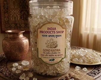 Premium Gond Katira - Pure Tragacanth Gum Crystals, Natural Summer Cooling Herb, Organic Edible Gum for Shakes, Smoothies, Desserts &Ayurved