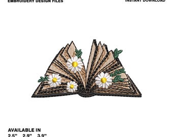 Buch mit Blumen Stickmusterdateien, Stickmaschine, Stickmuster, sofortdownload