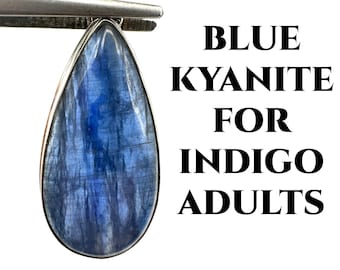 Pendentif cyanite bleu en argent pour ADULTES INDIGO augmente l'intuition troisième oeil ouvert/chakra de la gorge, cadeau de protection empathique pour lui #1054