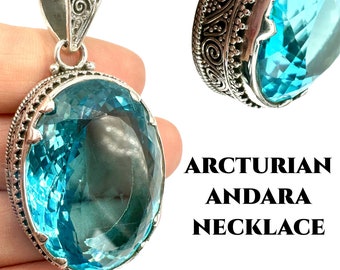ANDARA CRYSTAL NECKLACE Encoded For Arcturian Starseeds Authentic Andara In Silver Blue Andara Mt Shasta Men's Necklace Support Jewelry #624