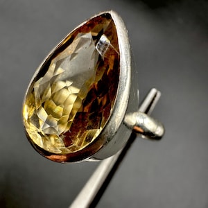 Citrine Crystal Ring Natural Citrine, Silver Ring Jewelry GIft for her. Support Crystals Good Luck Metaphysical Spiritual GIft  SZ 7.5# 3044